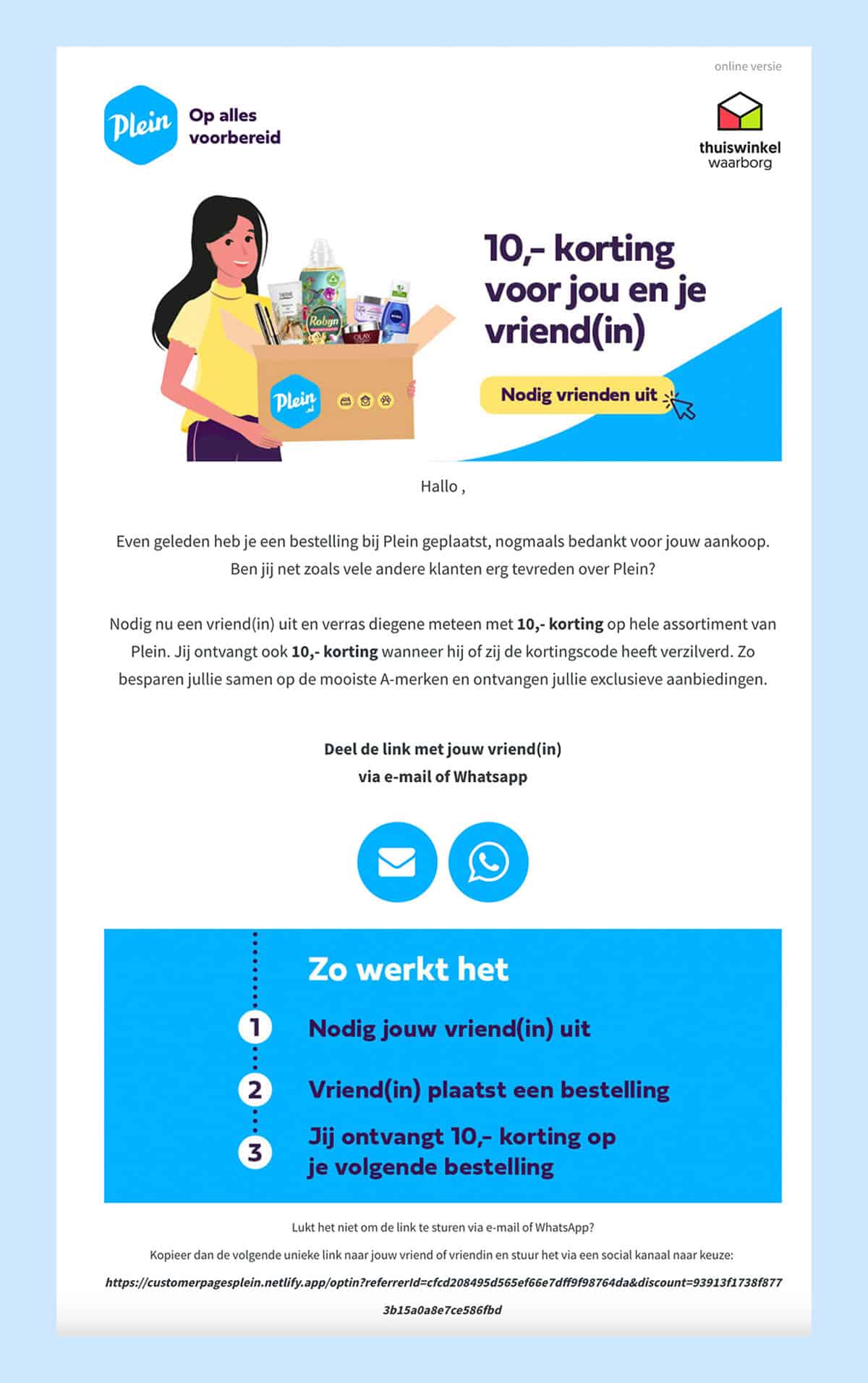 Referral marketing ingezet voor Plein.nl | Tell-a-friend campagne